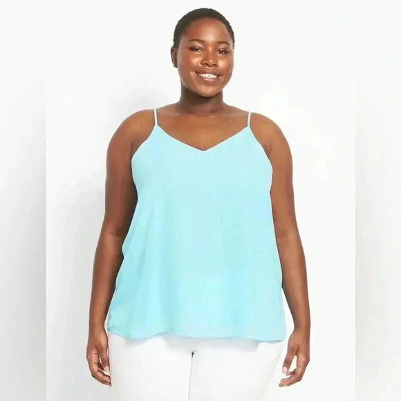 EUC Lane Bryant Classic V-neck Chiffon Cami, Size 22, Black - Picture 2 of 5